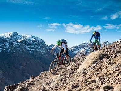 Mountain biking on a trail in the Aït Bouguemez area