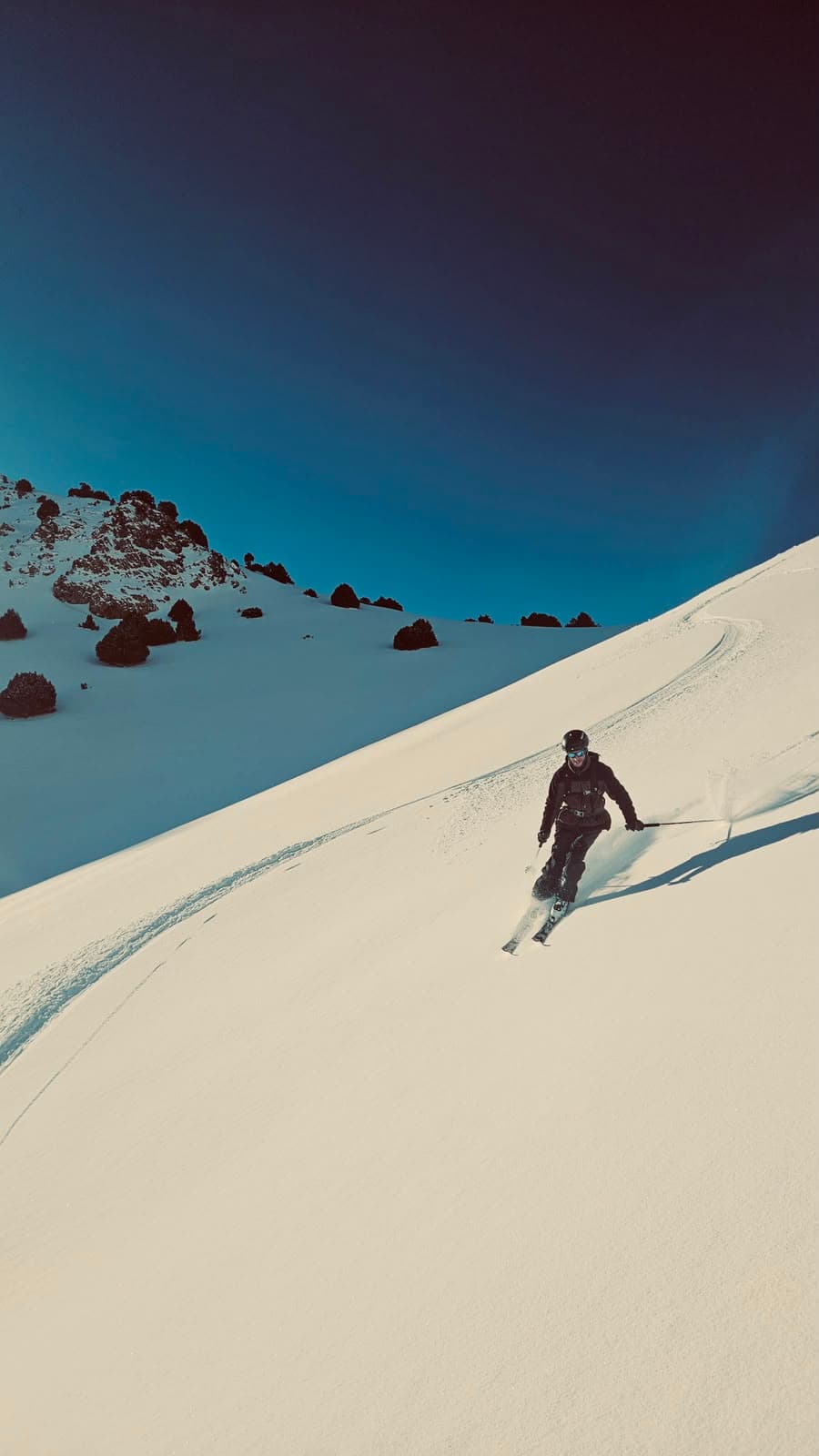 Ski touring descent in the high mountains of Morocco